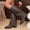 Khaki, variant on Women's Fashion Mid-Calf Boots, Casual Solid Color Winter Boots, Versatile Buckle Heel Boots, Comfortable Soft Material, Stylish Outdoor and Indoor Shoes for Daily Wear Khaki