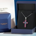 thumbnail image 5 of Gem Stone King 925 Sterling Silver Pink Mystic Topaz and London Blue Topaz Cross Pendant Necklace for Women | 3.10 Cttw | Gemstone November Birthstone | Oval 6X4MM | With 18 inch Chain, 5 of 6