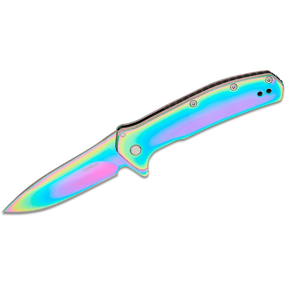 Kershaw Outcome  Assisted Open Frame Lock Drop Point Blade EDC Folding Pocket Knife  - Rainbow
