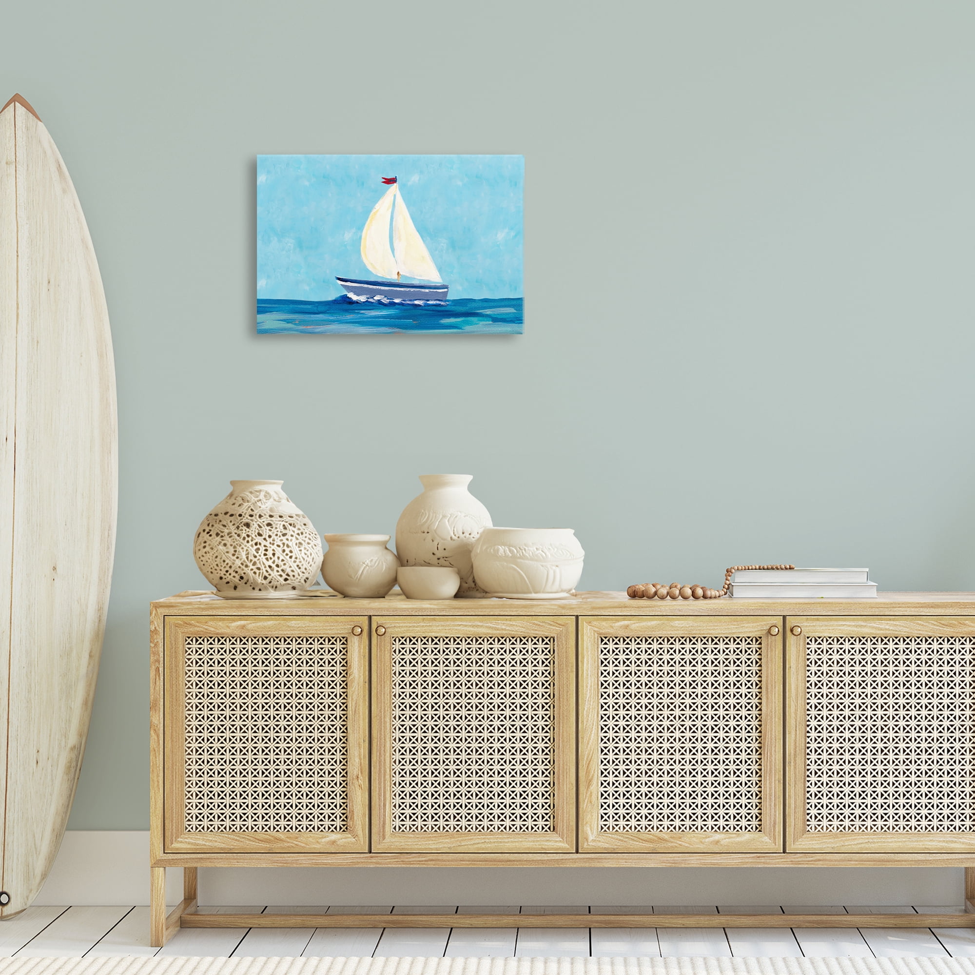Stupell Industries Sail The Sea Transportation Painting Gallery Wrapped Canvas Art Print Wall Art, 24 x 16