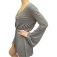 thumbnail image 2 of Womens Casual Stretch Long-Sleeve Plunging Deep V-Neck Romper Playsuit, 2 of 6
