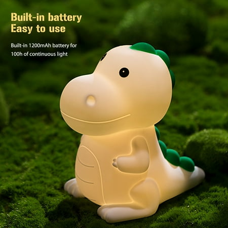 

Xewsqmlo USB Dinosaur Night Light Colorful Dimming Cartoon Animal Pat Table Lamp Ornament