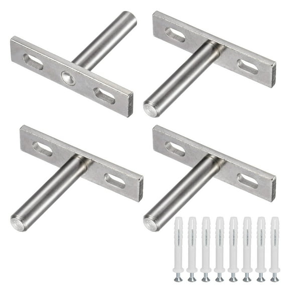 Uxcell 4-Pack Floating Shelf Brackets, 2 Inch Blind Shelf Supports for Shelf Support with Screw Included [Nickel]