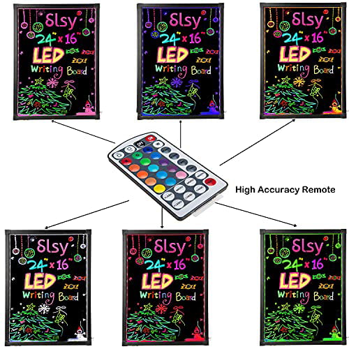 12 x 16 inch Yeahs Shop Sensory Led Writing Board Art Glow Neon Light-up Drawing Message Board Illuminated Doodle Sign Board with Remote Control & 8 Highlighter 