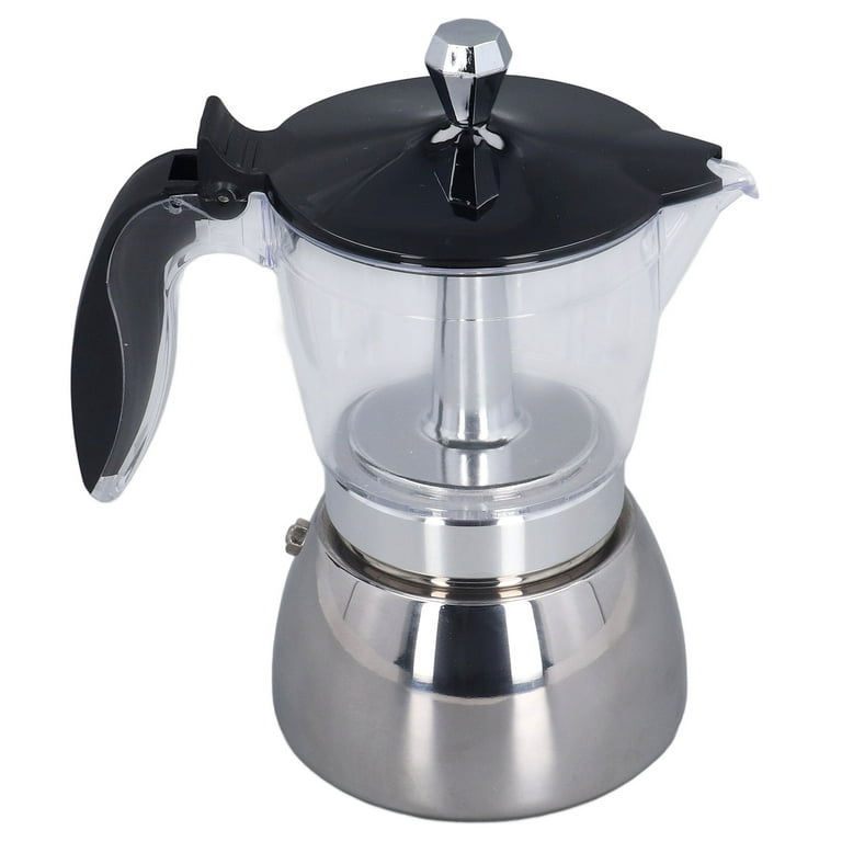 6 Cup Moka Pot, Small Size Stainless Steel Coffee Maker Clear ABS Top For  Office Use 