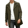 thumbnail image 2 of Purcolt Mens Trench Coat Notched Lapel Single Breasted Mid Long Jacket Windbreaker Casual Windproof Overcoat Pea Coat, 2 of 8