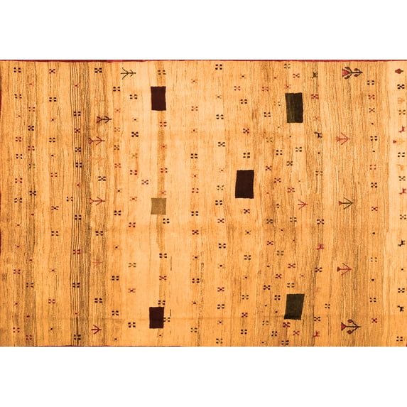 Ahgly Company Indoor Rectangle Abstract Orange Contemporary Area Rugs, 4' x 6'