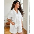 thumbnail image 4 of CoCozhu Women's Plus Size Silky Satin Pajamas Short Sleeve Button up Pjs Lounge Sets Sleepwear, 4 of 5