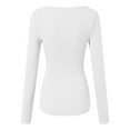 thumbnail image 4 of larppty Long Sleeve Shirts for Women Lace V Neck Ribbed Fitted T-Shirt Dressy Business Casual Blouses 2025 Trendy Fall Tops（White，L）, 4 of 7