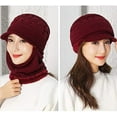 thumbnail image 3 of Amerteer Womens Pom Beanie Hat Scarf Set Girls Cute Winter Ski Hat Slouchy Knit Skull Cap with Fleece Lined, 3 of 7