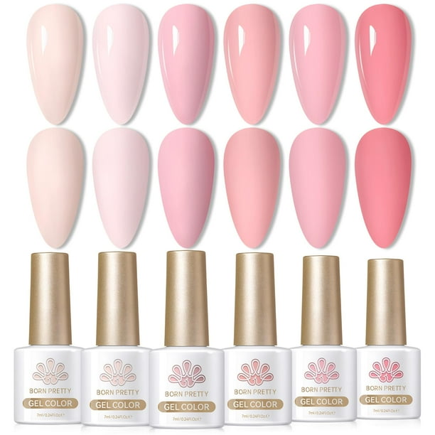 Esmalte de uñas en gel Born Pretty Nude Pink, juego de 6 piezas