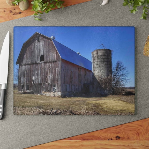 U R There Photography North Irish Red I Rustic Farmhouse Tempered-Glass Cutting Board 11"x 15"