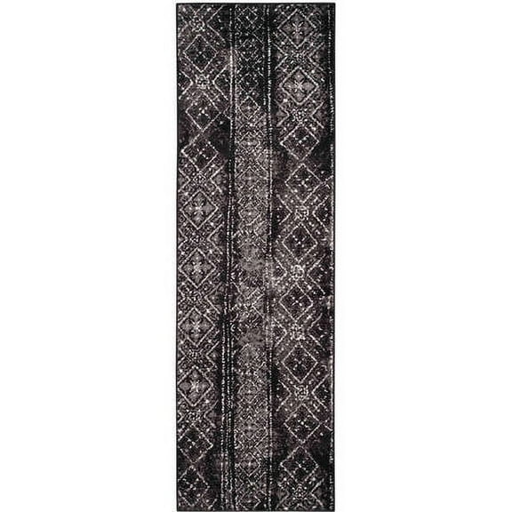 SAFAVIEH Adirondack Montague Geometric Runner Rug, Black/Silver, 2'6" x 10'