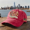 thumbnail image 2 of Minjewel Unisex 250th USA Anniversary Adjustable Hat Patriotic Vintage Baseball Cap Distressed Washed For July 4th Celebration,Red, 2 of 7