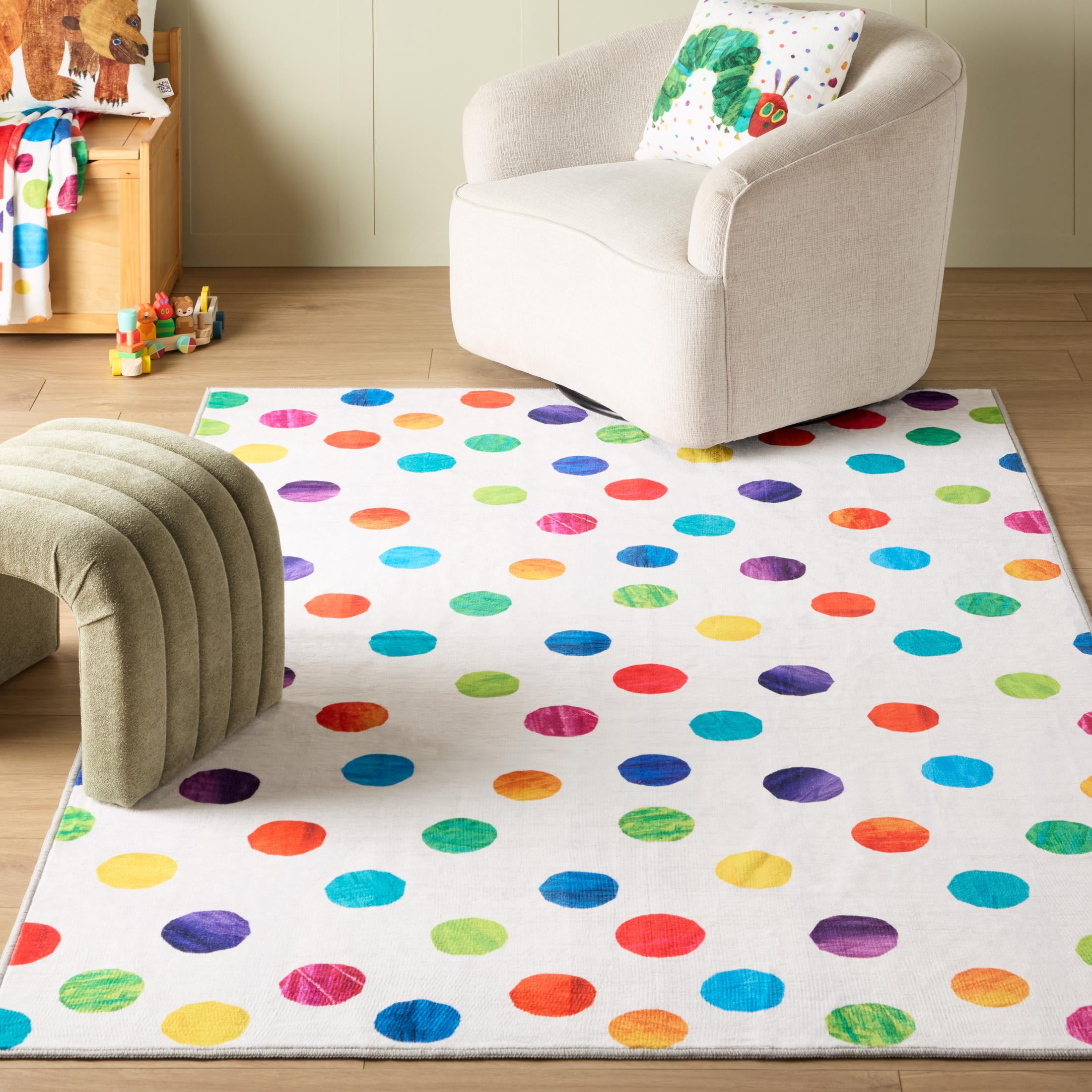 Eric Carle Washable Polka Dot Graphic Children's Area Rug, 4' x 6'