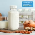 thumbnail image 6 of Syntic Glass Milk Bottle Containers, 4 Pack Clear Glass Water Bottles w Pour Spouts, 16 Oz Reusable Milk Jug w 100% Airtight Cap and Scale for Juicing Containers, Breast Milk Storage, Drinking Jar, 6 of 8