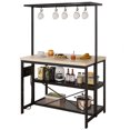 thumbnail image 3 of Large Kitchen Island Bakers Rack Microwave Oven Stand Kitchen Shelf with 3 Tier Storage, Metal Coffee Bar Table,Kitchen Storage Shelf for Dining Living Room, 5 Hooks,, 3 of 9