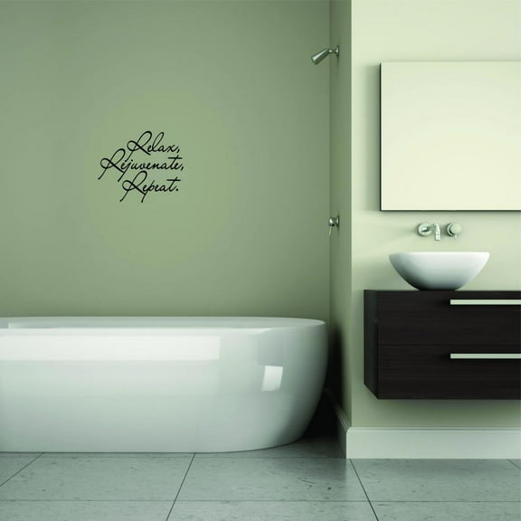Wall Design Pieces Relax Rejuvenate Repeat. Text Lettering Bathroom Quote 18 X18"