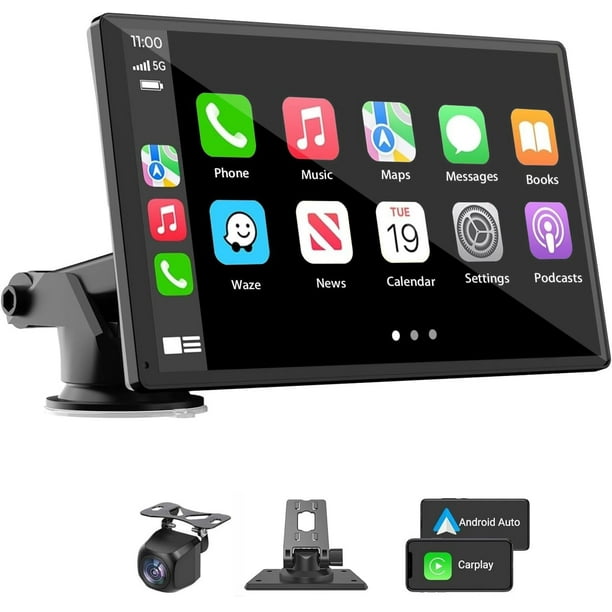 Estéreo para coche con pantalla táctil HD Yongeid de 7 pulgadas con CarPlay y Android Auto