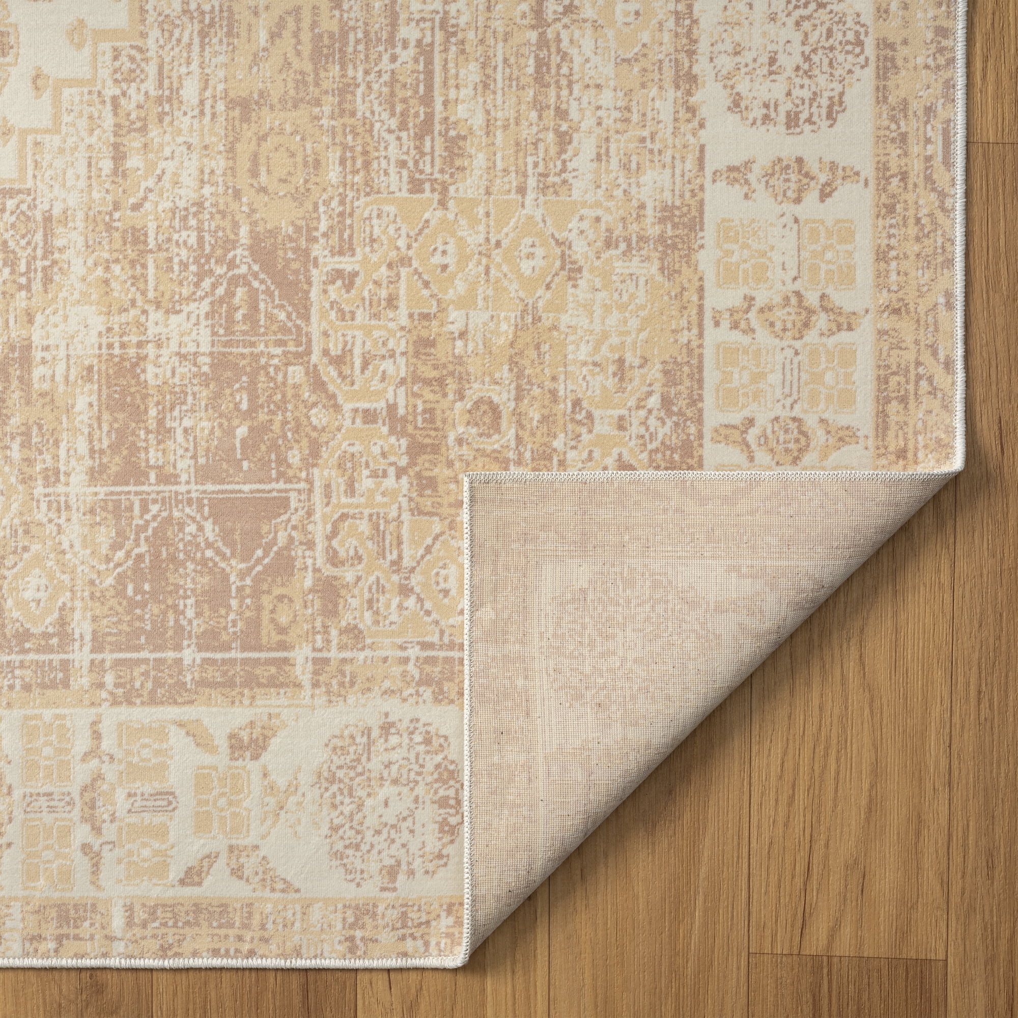 LR Home Brooke 7'10" x 9'10" Ivory/Beige Oriental Waterproof Non-Slip Machine Washable Indoor Area Rug