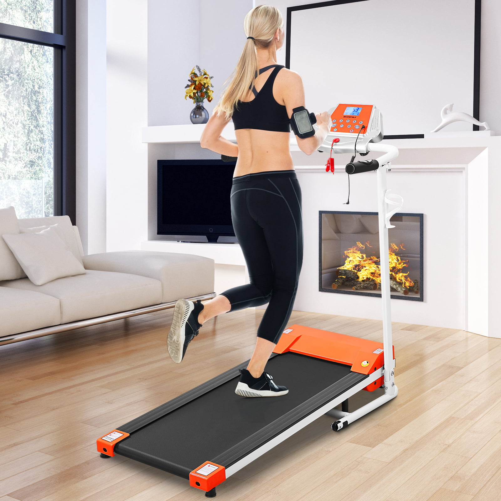 Motorized Electric Treadmill Folding LCD Display 1-10 km/h Home Fitness Training 