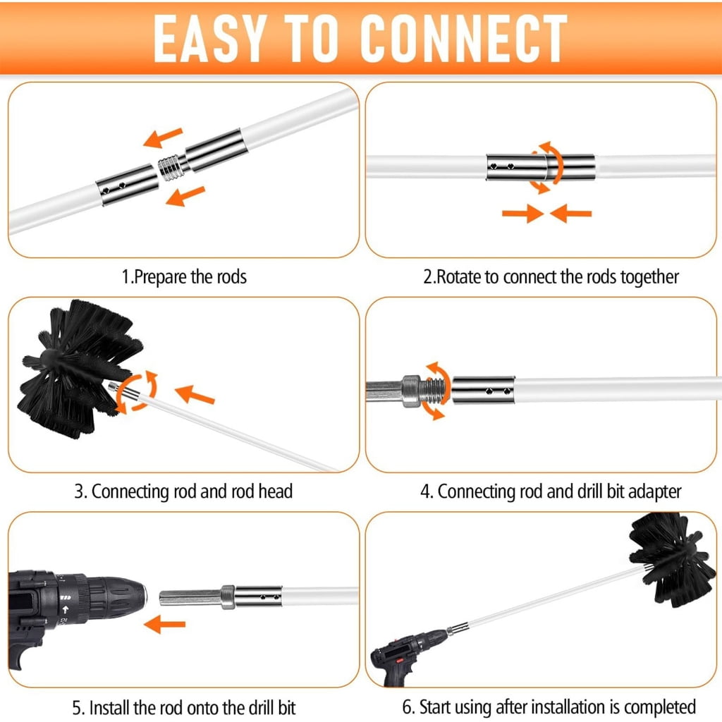 PatungKu Fire Prevention Flexible Nylon Chimney Cleaner Accessories Sweep Kits Removes Lint Buildups for Various Vents Type Safely