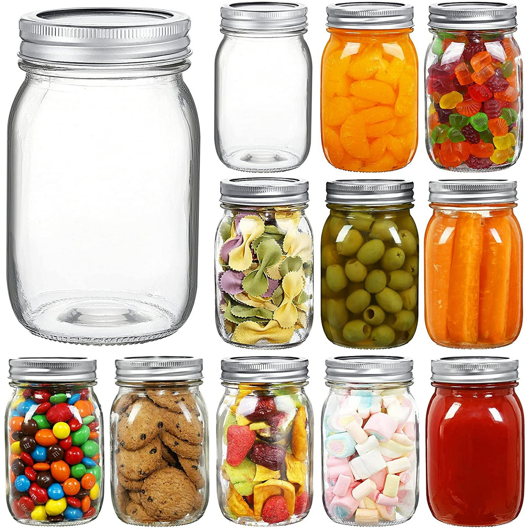 16 oz Wide Mouth Mason Jars 12 Pack Glass Canning Jars with