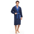 thumbnail image 1 of Men’s 100% Terry Toweling Cotton Bathrobe Gown Robe Two Tone, 1 of 8