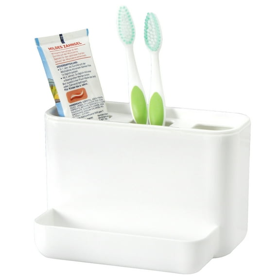 Youngever 2 Pack Plastic Toothbrush Holders for Bathroom, Plastic Bathroom Storage Organizers, Countertop Caddy, 4-Compartments