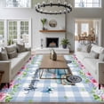 thumbnail image 4 of Spring Area Rug 5x8 Washable Rug Non Slip Truck Botanical Rose Leaves Blue White Plaid Large Area Rug Soft Stainresistant Indoor Floor Carpet for Living Room Bedroom Home Office Dining Room Nursery, 4 of 8