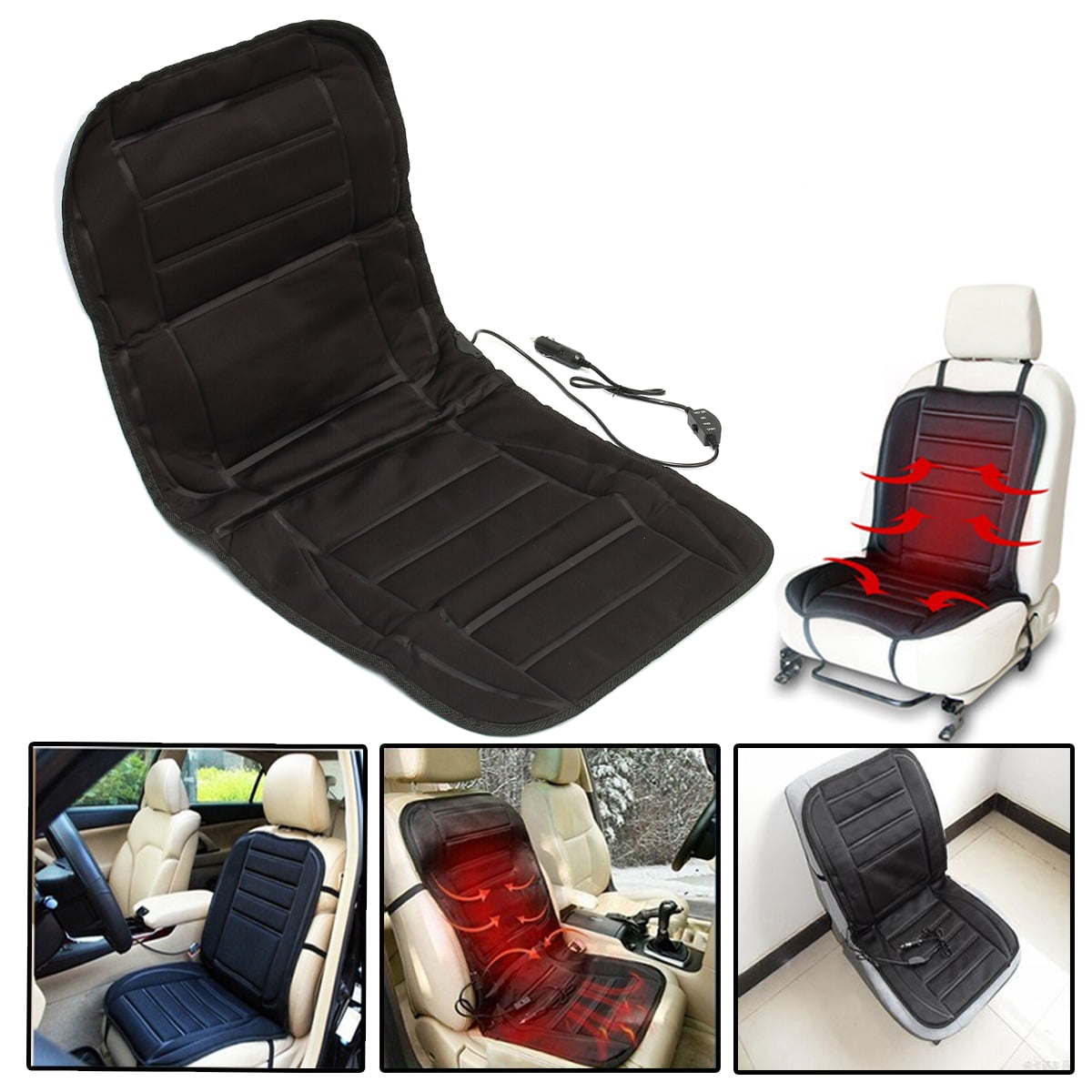 Car Heated Seat Cover Cushion Hot Warmer 12V Heating Warmer Pad Hot Gray Cover Perfect for Cold Weather and Winter... by
