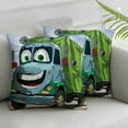 thumbnail image 3 of Garbage Truck Pillow Sham, Mascot Cartoon Illustration of a Trash Vehicle with a Weird Smile Funny Theme, Decorative Standard Queen Size Printed Pillowcase, Multicolor, 3 of 7