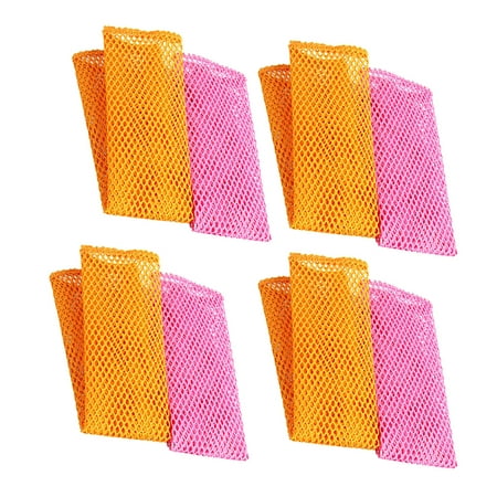 

NUOLUX 12PCS Mesh Non-stick Oil Dish Cloth Cleaning Cloth Rapid Dry Scourer Mesh Washing Cloths Kitchen Cleaning Cloths (Mixed Color)