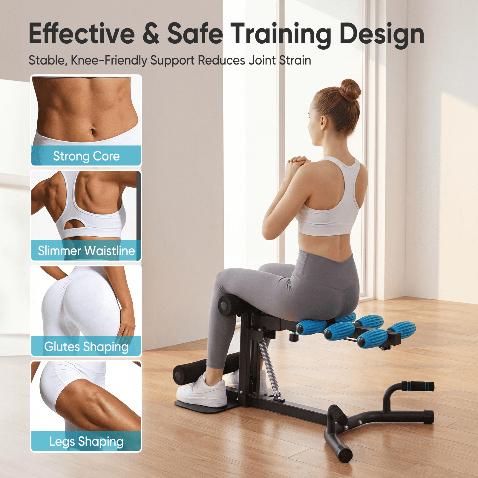 EDX Deep Squat Machine for Women, Adjustable Glutes Trainer, Core & Leg Workout Equipment with Push Up Board for Home Gym