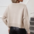 thumbnail image 5 of ShomPort Women's Fall Sweaters Puff Long Sleeve Round Neck Solid Color Knitted Pullover Jumper, 5 of 9