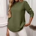 thumbnail image 6 of Dasayo Womens Tops Trendy Dressy Long Sleeve Green Waffle Knit Solid Fall Blouses Women's Blouses L, 6 of 6