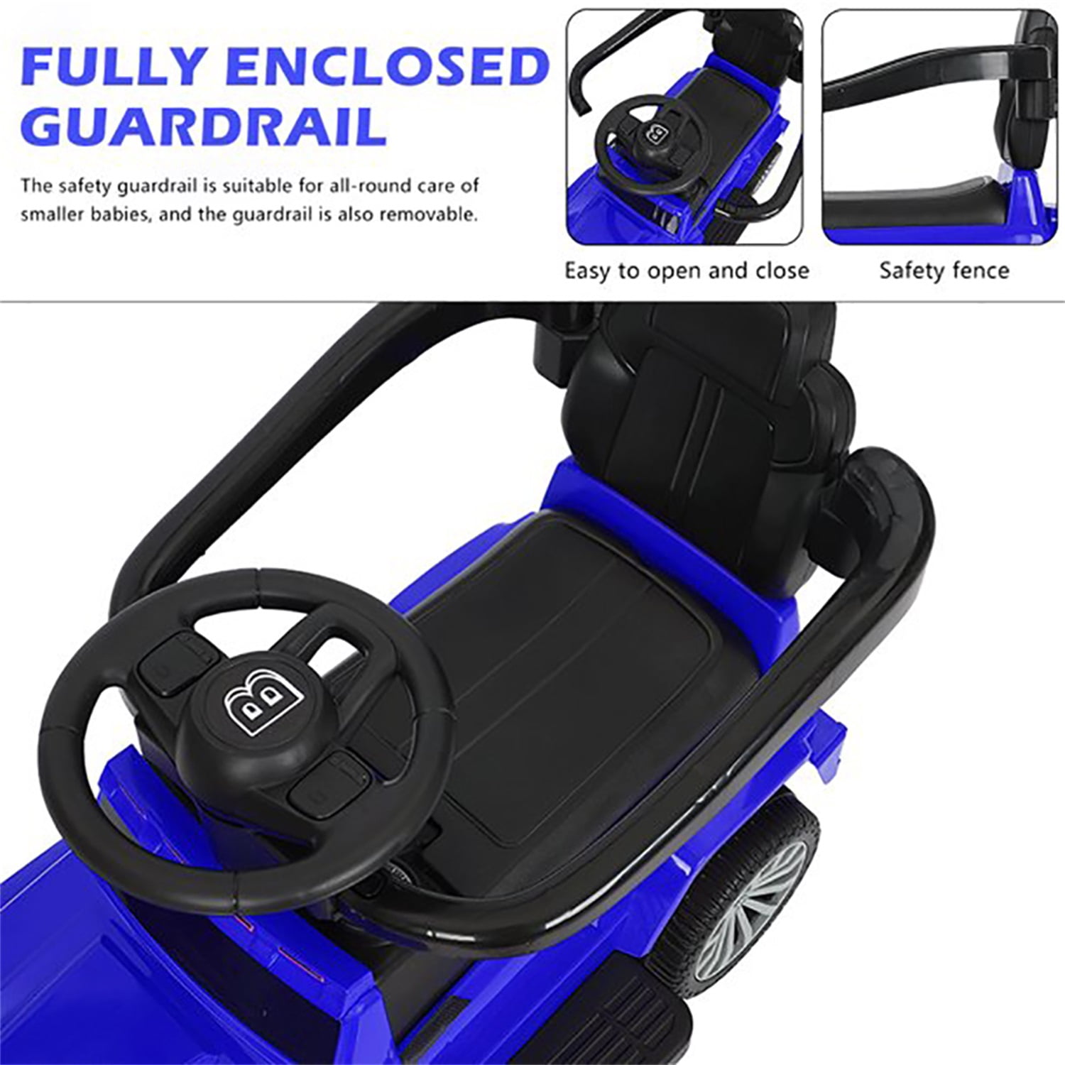 CIPACHO Licensed Mercedes Kids Ride On Push Car, Foot-to-Floor Walking Sliding Toy Car for Toddler with Working Horn, Music, Storage, Blue