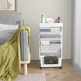 thumbnail image 6 of 5 Tier Rolling Utility Cart Multi-Functional Movable Storage Book Shelves with Lockable Casters for Study Office Kitchen Classroom, White, 6 of 9