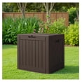 thumbnail image 7 of SONGMY 42 Gallon Deck Box Waterproof, Resin Outdoor Storage Box with Side Handles, Outdoor Storage Benches Lockable for Patio Cushions and Garden Tools (Brown), 7 of 7