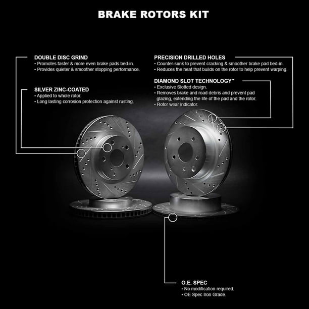 R1 Concepts Front Rear Brake Rotor Kit |Brake Rotors| Brake Disc