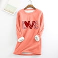 thumbnail image 2 of LYXSSBYX Winter Long Sleeve Shirts for Women Plus Size Women's Fall/winter Oversized Valentine's Day Printed Top With Thickened And Plush Insulation And A Snug Base Shirt, 2 of 3
