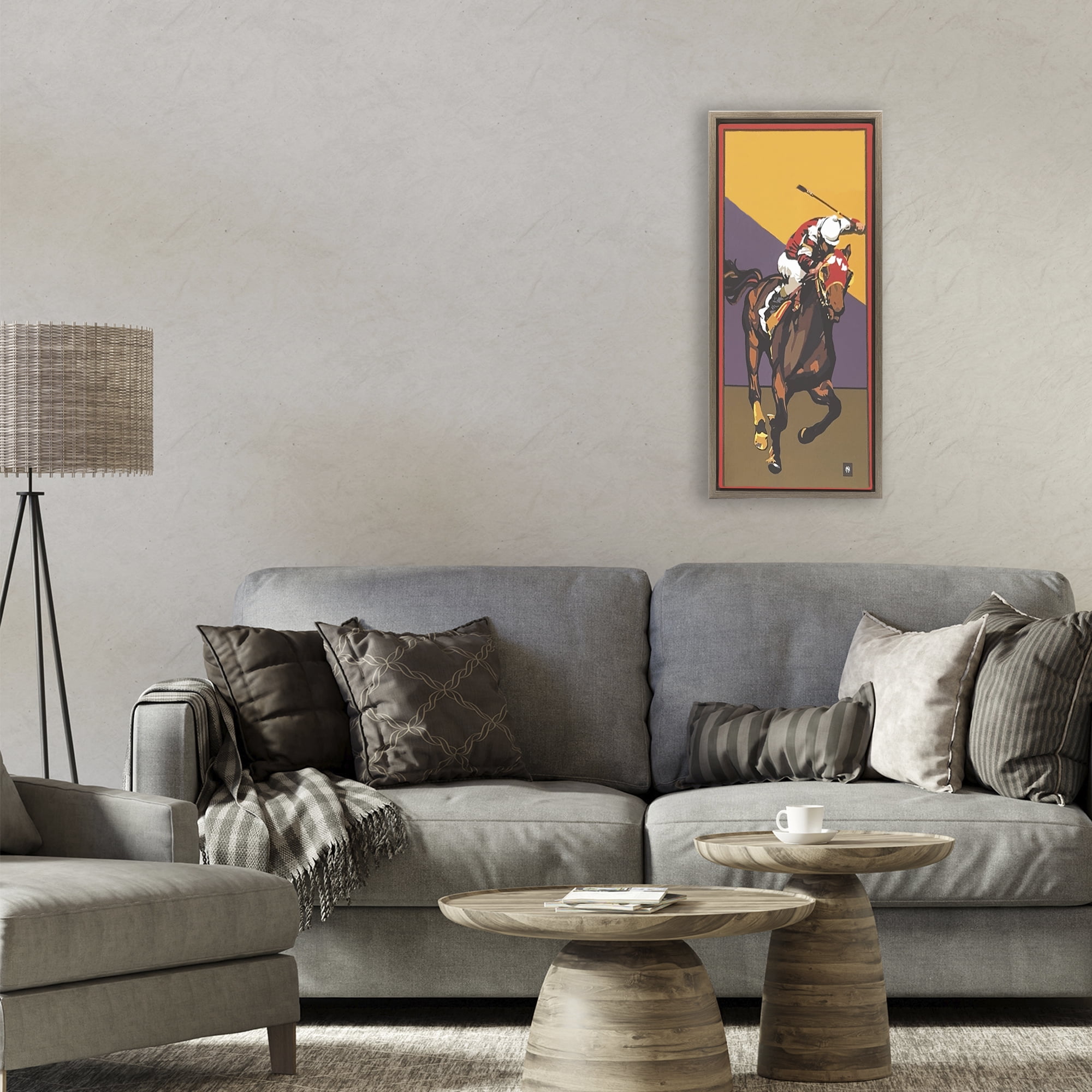 Stupell Industries The Race Final Stretch Brown Framed Floater Canvas Wall Art, design by Jadei Graphics