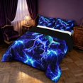 thumbnail image 2 of Manfei Neon T-Rex Animals Queen Comforter Set,Gothic Lightning Comforter Sets Queen,Navy,Black Reversible,3pcs,1 Comforter and 2 Pillowcases, 2 of 7