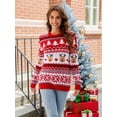 thumbnail image 6 of Women'S Fall Winter Xmas Top Long Sleeve Round Neck Knitted Sweater Chunky Casual Pullover Top Red & White S, 6 of 8