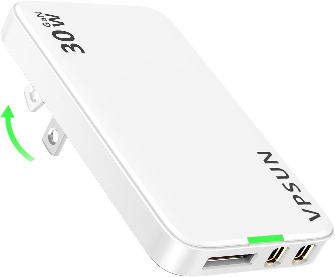 MHAWBL-USB Wall Charger Block 30W,3 Port Ultra Thin Flat USB C Charging Plug,Foldable Power Adapter for iPad,iPhone 15/16,Samsung (White)
