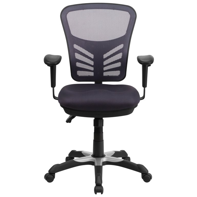 Flash Furniture Nicholas Mid-Back Dark Gray Mesh Multifunction Executive  Swivel Ergonomic Office Chair with Adjustable Arms