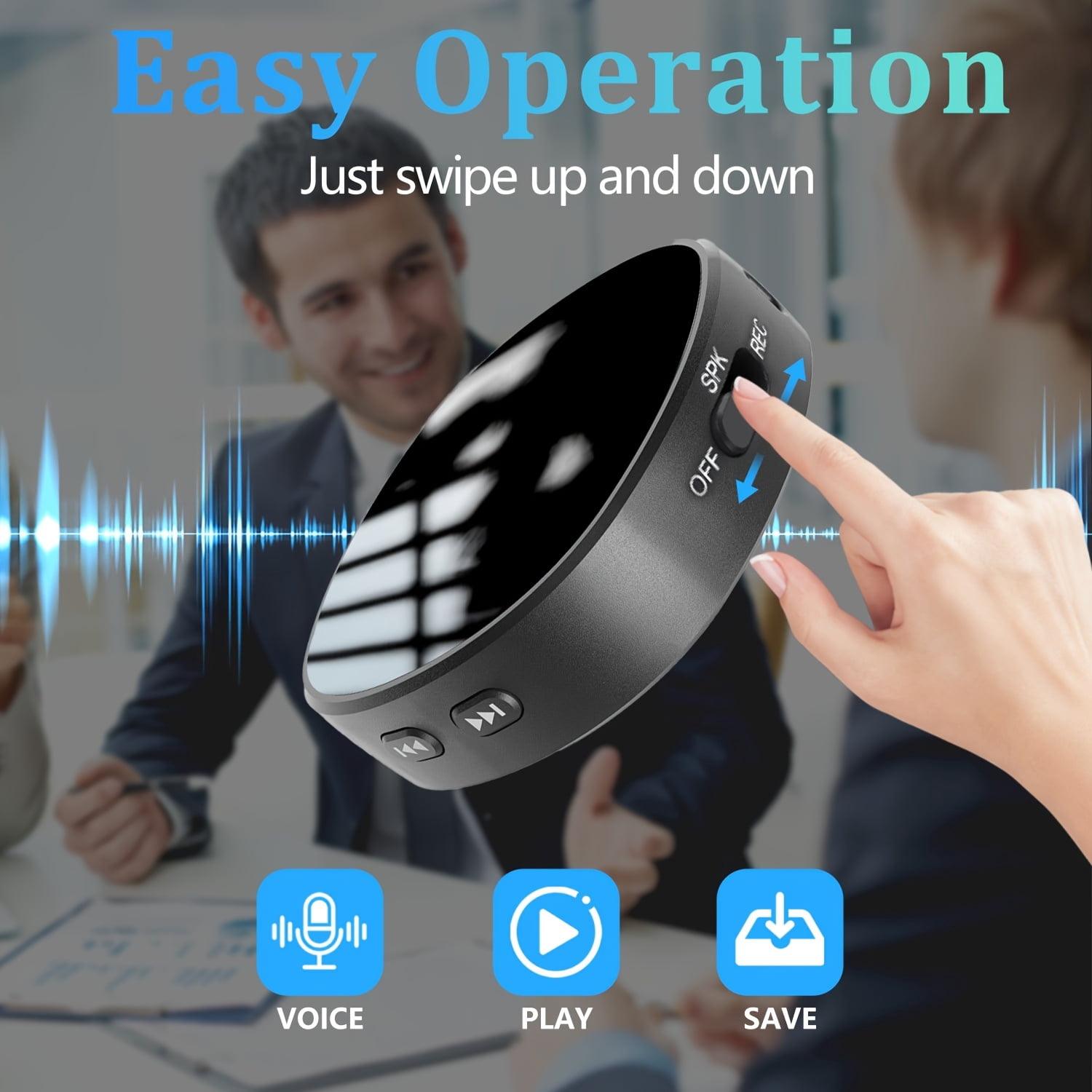 64GB Magnetic Voice Activated Recorder Device -[AI Noice Reduction] 4000H Audio Storage Recording Device, HD Digital Voice Recorder with Playback, Portable Tape Recorder for Car, Lectures, Meeting