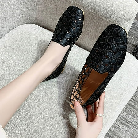 

NECHOLOGY Women Canvas Shoes Casual Arrival Summer Black Women s Breathable PU Leather Ballet Womens Casual Slip on Shoes Size 8 Black 7.50