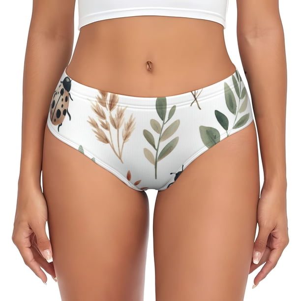 Fotbe Watercolor Ladybug Calzones Estampados para Mujer – Ropa Interior de Algodón, Cómoda, Suave y Elástica-Medium