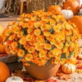 thumbnail image 3 of AcerichFad Artificial Fall Flowers Outdoor, 6 Bundles Fake Daisy Fake Mums Silk Flowers Plants Fall Decoration for Home Indoor Outside Porch Cemetery Patio Autumn Decor, Orange, 3 of 9